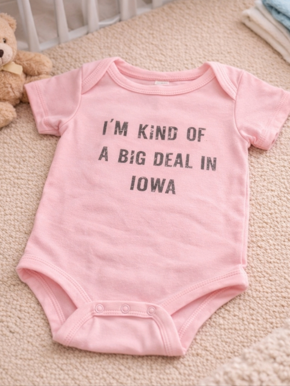 👑✨ CafePress “I’m Kind of a Big Deal in Iowa” Baby Onesie | Pink | 3–6M | Funny